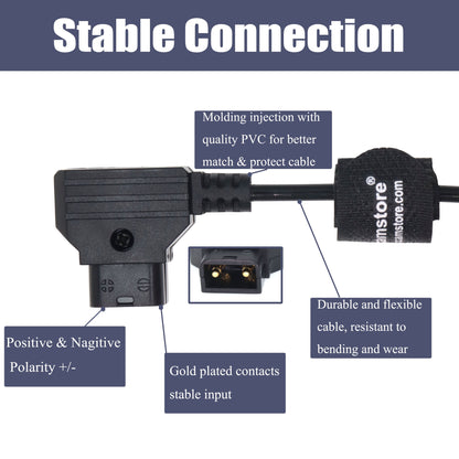 BMPCC 4K Weipu 2Pin-Black Magic 6K-Cable Right Angle 2 Pin Female to D Tap Power Cord for Blackmagic Pocket Cinema Camera 4K 6K from Gold Mount V Mount Battery