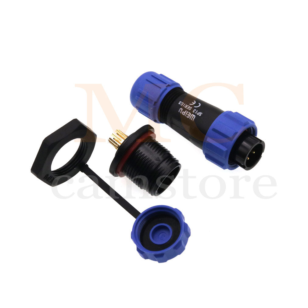 WEIPU SP13 IP68 Waterproof Connector, 2 3 4 5 6 7 9pin Thread Nut Panel Mount / Cable to Cable Power Plug Socket