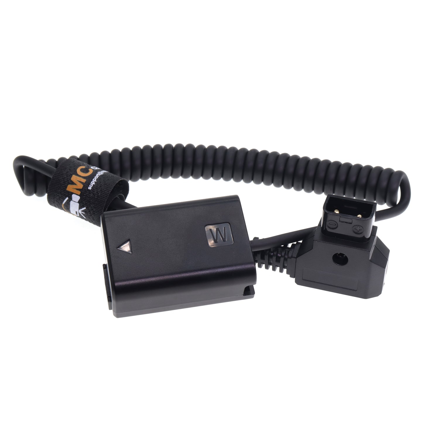 Power Cable D-TAP to NP-FW50 Dummy Battery Coiled Cable Compatible with Sony ZV-E10,A3000-A6500,A7 Series,NEX Models,Ideal for Non-Stop Shooting with V-Mount Batteries