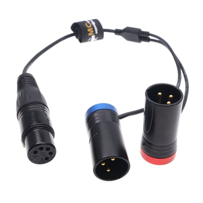 XLR 5pin Female to Dual XLR 3pin Male Connector Y-type Audio Cable for Sony ARRI Alexa Amira Camera