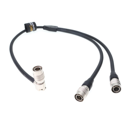 Y Splitter Power Cable for ZAXCOM, Sound Devices 688/644/788T, MixPre10ii, Rotatable Angle Hirose 4 Pin Male to Dual 4pin Male Power