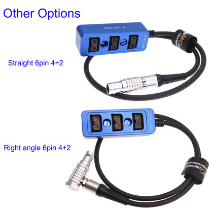 1B 6 Pin 4+2 Power Splitter Cable for DJI Ronin 2 Gimbal Stabilizer to 3 Port D-Tap Female Power Splitter for Monitor Camera