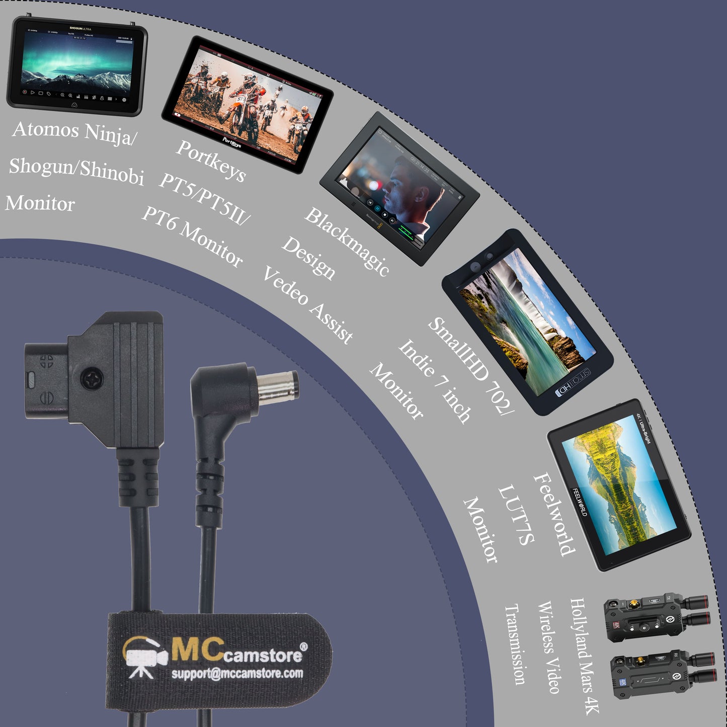 D Tap To DC 2.5 Power Cable for For Blackmagic Atomos SmallHD KiPRO Ikan Monitor Dc 12v Power Cord