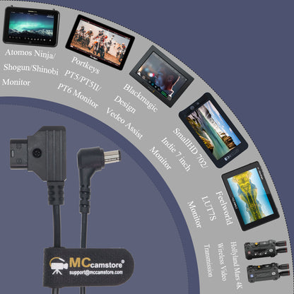 D Tap To DC 2.5 Power Cable for For Blackmagic Atomos SmallHD KiPRO Ikan Monitor Dc 12v Power Cord