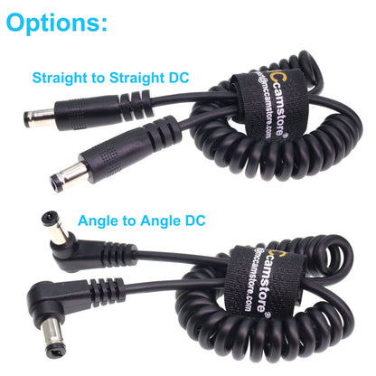 DC Power Cord 5.5 x 2.1mm DC Male to Male Coiled Power Cable for Atomos Shogun Monitor, Blackmagic Video Assist, Transmitters, Receivers