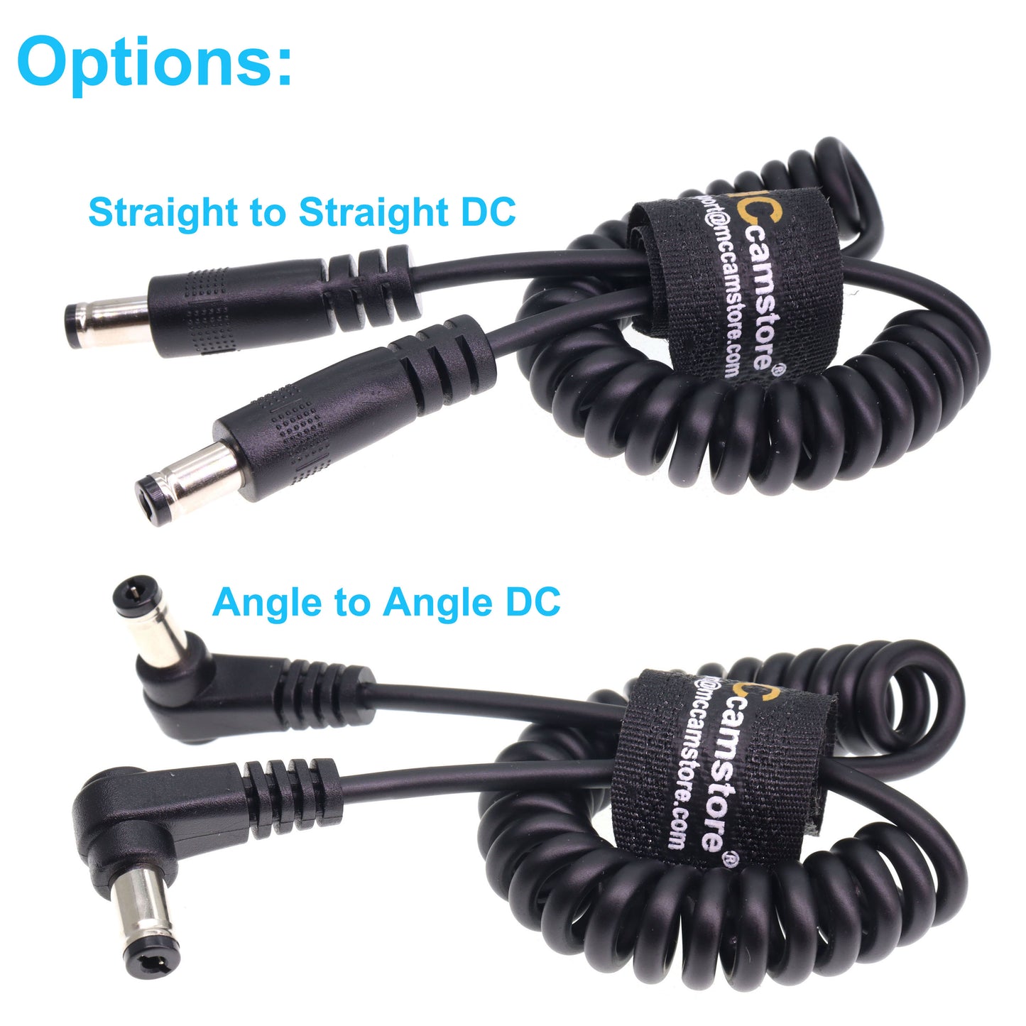DC Power Cord 5.5 x 2.1mm DC Male Right Angle Coiled Power Cable for Atomos Shogun Monitor, Blackmagic Video Assist, Transmitters, Receivers