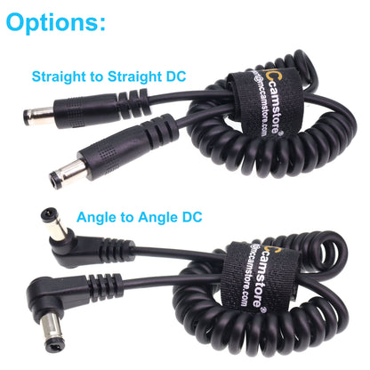 DC Power Cord 5.5 x 2.1mm DC Male Right Angle Coiled Power Cable for Atomos Shogun Monitor, Blackmagic Video Assist, Transmitters, Receivers
