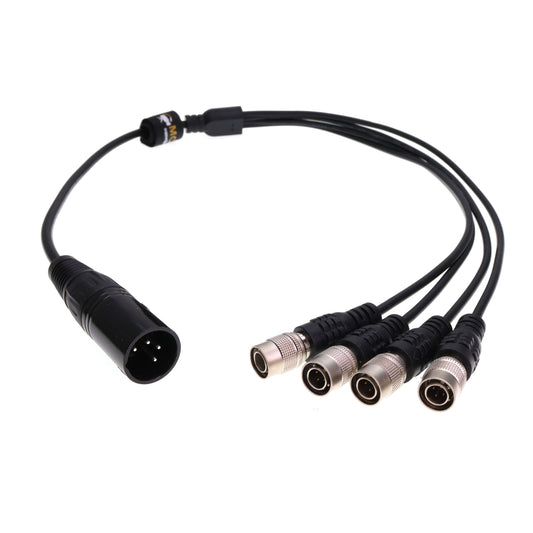 XLR 4pin Male to 4 Port Hirose 4Pin Sound Devices 644 688 788T MixPre-10 ii, ZAXCOM, ZOOM F4 F8 Power Cable