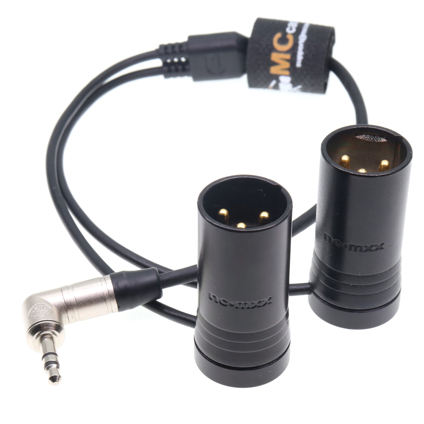 3.5mm TRS to Dual Right Angle Low Profile XLR 3 Pin Male Y Splitter Audio Cable for RØDE Wireless GO II MixPre Recorder Unbalanced Audio Cord Black