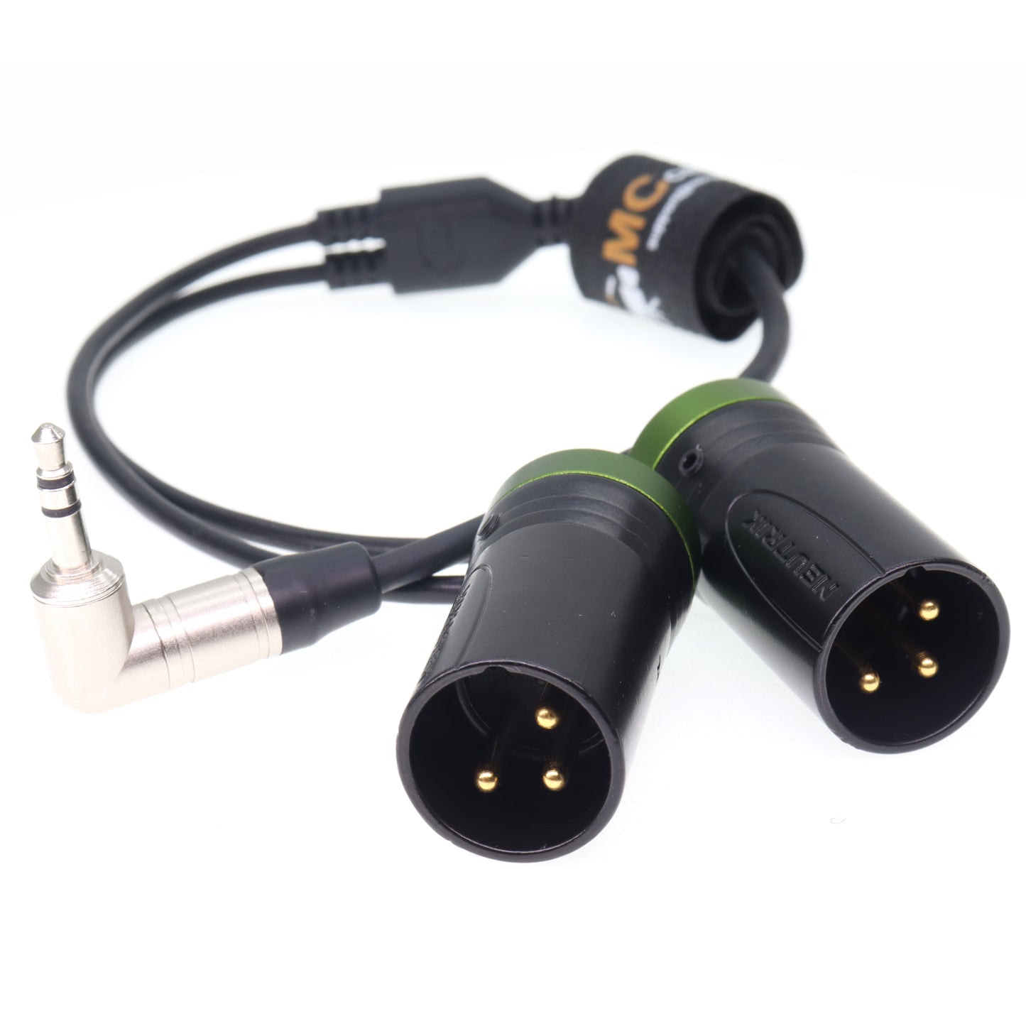 3.5mm TRS to Dual Right Angle Low Profile XLR 3 Pin Male Y Splitter Audio Cable for RØDE Wireless GO II MixPre Recorder Unbalanced Audio Cord Black