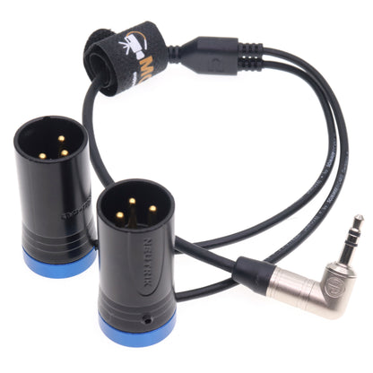3.5mm TRS to Dual Right Angle Low Profile XLR 3 Pin Male Y Splitter Audio Cable for RØDE Wireless GO II MixPre Recorder Unbalanced Audio Cord Black