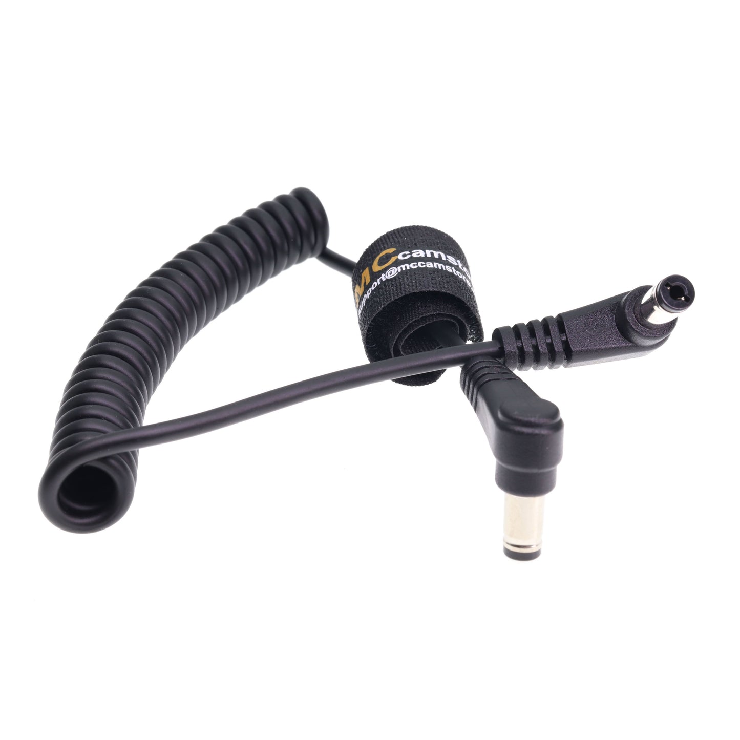 DC Power Cord 5.5 x 2.1mm DC Male Right Angle Coiled Power Cable for Atomos Shogun Monitor, Blackmagic Video Assist, Transmitters, Receivers