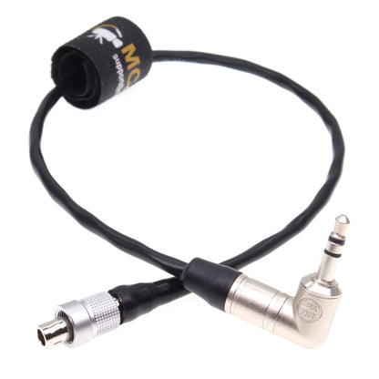 Timecode Cable from Tentacle Sync for Wisycom MTP60 for Zaxcom ZFR 400 Right Angle 3.5mm TRS to FVB 00 3 Pin Male