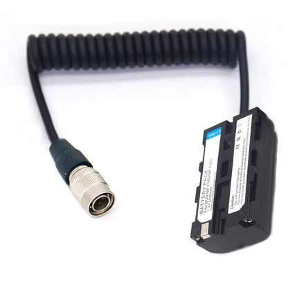 Hirose 4pin To NP F Dummy Battery DC Coupler Power Coiled Cable for SONY NP-F550 NP-F960 NPF970 NP-F570 Replacement