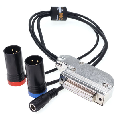 DB25 to Dual XLR 3pin Male DC Female Audio Output Cable for Sennheiser/Sony LTD Receiver