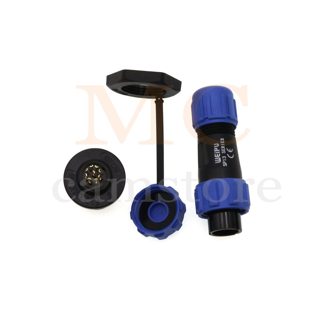 WEIPU SP13 IP68 Waterproof Connector, 2 3 4 5 6 7 9pin Thread Nut Panel Mount / Cable to Cable Power Plug Socket