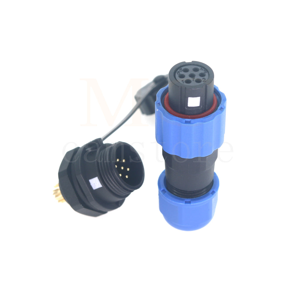 SD13 IP68 Waterproof Connector, 1 2 3 4 5 6 7 pin, Panel mount / Inline docking Aviation Power Connector