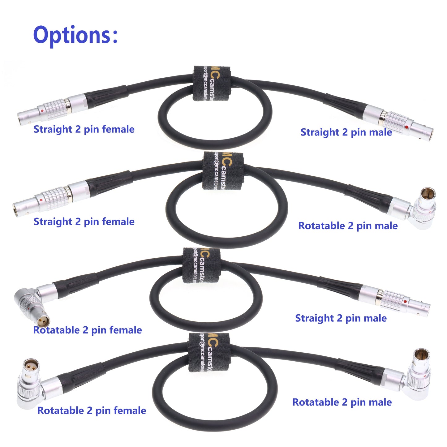 2 Pin Female Rotatable To 0B 2 Pin Male Power Cable for RED Komodo 6K Cinema Camera