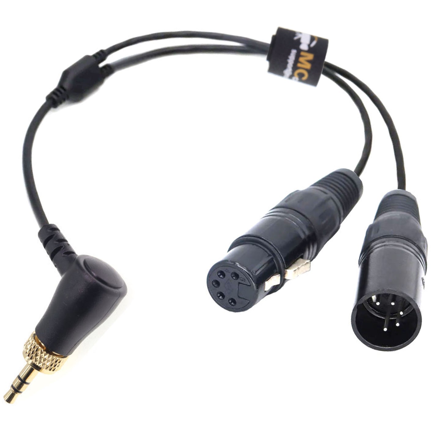 Angle 3.5 Male Plug to Double XLR 5pin Male Female for NANLITE Adapter Sidus One DMX Cable Forza, FC, PavoSlim, Pavotube ll C with Locking 3.5mm