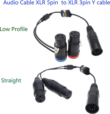 Audio Cable XLR 5 Pin Male to Two Way XLR 3 Pin Male for ARRI Alexa XT/SXT/XT Plus