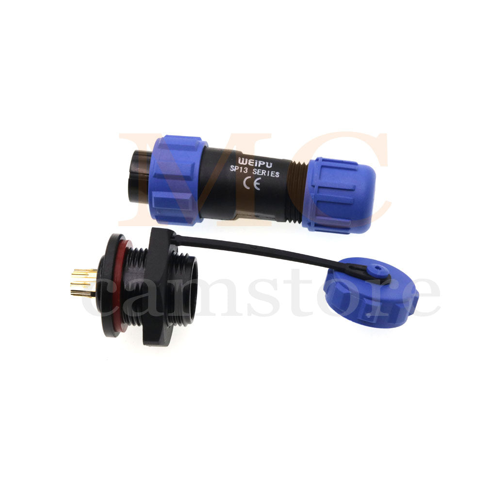 WEIPU SP13 IP68 Waterproof Connector, 2 3 4 5 6 7 9pin Thread Nut Panel Mount / Cable to Cable Power Plug Socket