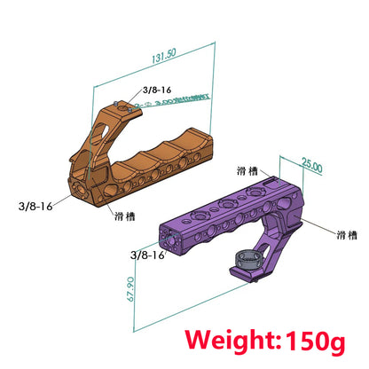 Camera Top Handle, 3/8 Quick Release Extension Bar for DSLR ARRI Grip Camera Cage, Universal Video Rig with Cold Shoe Adapters for Microphone/LED Light/Monitor