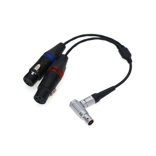 XLR Breakout Audio Input Cable For Atomos Shogun Monitor Recorder Right Angle 10 Pin To Dual XLR 3 Pin Female