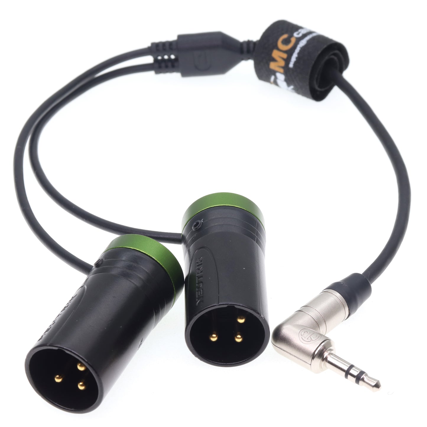 3.5mm TRS to Dual Right Angle Low Profile XLR 3 Pin Male Y Splitter Audio Cable for RØDE Wireless GO II MixPre Recorder Unbalanced Audio Cord Black