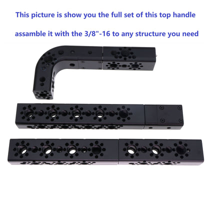 Portable Top Handle Extension with 3/8 1/4 Locating Pins for Sony ARRI RED Camera, Multiple Mounting Holes, Professional Video Accessories Al DIY Fixture Camera Handle Grip