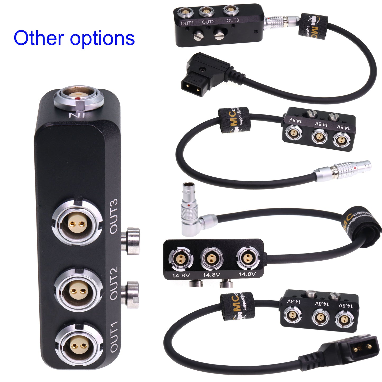 D-tap to 0B 2pin Power Cable to 4x 0B 2Pin Female Out Power Splitter Box for Arri Alexa Steadicam Teradek Bond SmallHD RED DSMC2 Monitor, 1 to 3 Triple