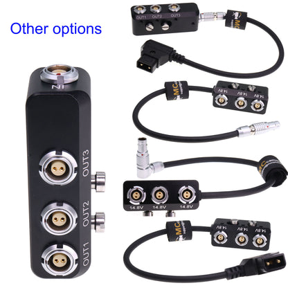 D-tap to 0B 2pin Power Cable to 4x 0B 2Pin Female Out Power Splitter Box for Arri Alexa Steadicam Teradek Bond SmallHD RED DSMC2 Monitor, 1 to 3 Triple