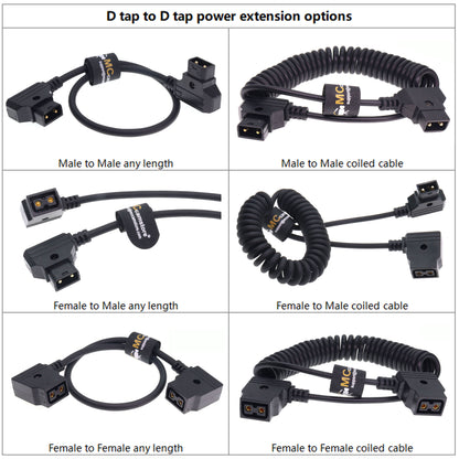 D tap to D tap Cable, Camera Power Extension Line for DSLR Rig, Dtap Female to Female for Bauer V-Mount Gold Mount