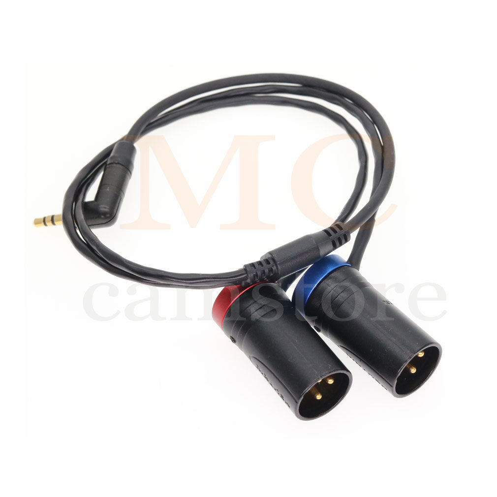 3.5mm TRS to double Low-Profile XLR 3 pin Male for RØDE Wireless GO II Dual Channel wireless output .Unbalanced.