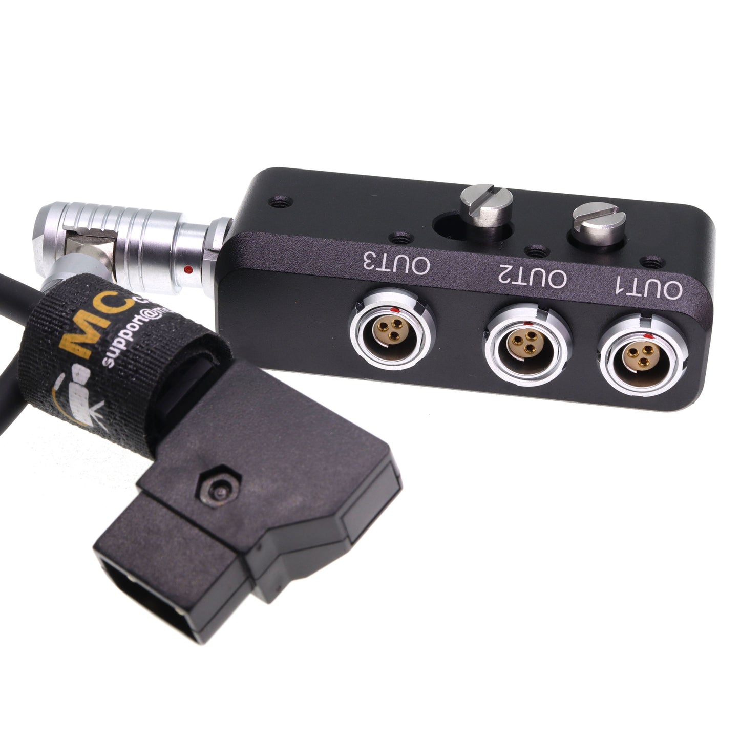 D-tap to Right Angle RS 3 Pin Power Cable to 4X RS 3 Pin Female Out Power Splitter Box for Sony Venice Rialto FOR Tilta ARRI Alexa DSMC2 Camera, 1 to 3 Triple