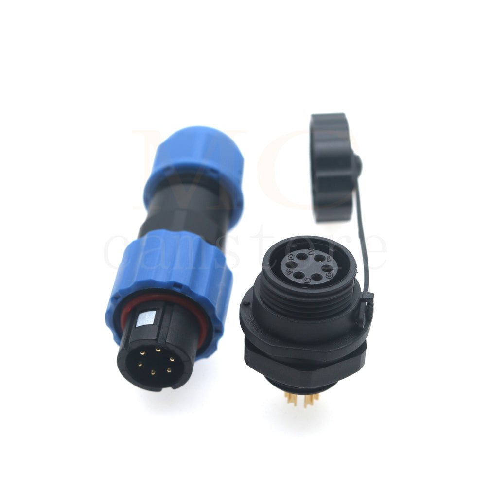 SD13 IP68 Waterproof Connector, 1 2 3 4 5 6 7 pin, Panel mount / Inline docking Aviation Power Connector