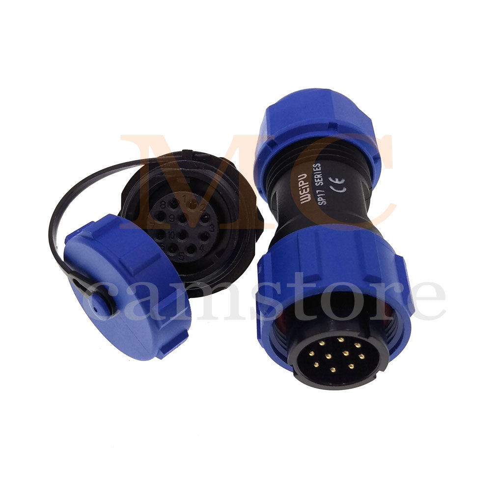 WEIPU SP17 IP68 Waterproof Connector, 2 3 4 5 7 9 10pin Thread Nut Panel Mount / Cable to Cable Power Plug Socket