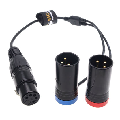 XLR 5pin Female to Dual XLR 3pin Male Connector Y-type Audio Cable for Sony ARRI Alexa Amira Camera