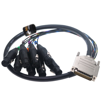 DB25 Male to 8 Channel XLR 3Pin Female Balanced Audio Cable for Canare MR202-8AT DB25 to NEUTRIK XLR 3 Pin Audio Breakout Cable