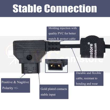D tap to DC Power Cable for Canon C70 XF705 XF605 Camera 24V, D-tap to DC Barrel 90cm