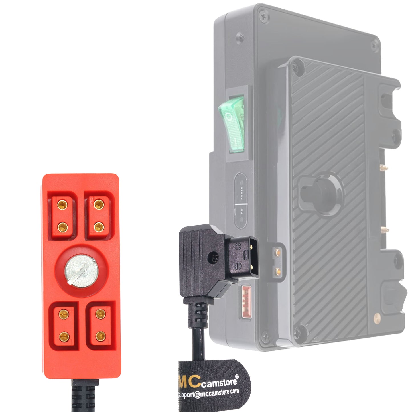 D tap to 4 Port Power Tap P-tap Strip D-tap Splitter Hub Cpmpatible for ARRI RED Teradek SmallHD V-Mount Gold-Mount Steadicam with D-Tap Output Coiled Cable with 1/4"-20 Screw