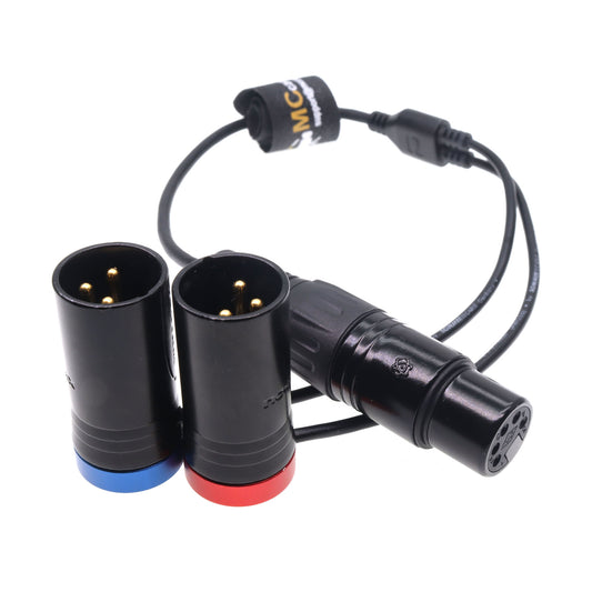 XLR 5pin Female to Dual XLR 3pin Male Connector Y-type Audio Cable for Sony ARRI Alexa Amira Camera