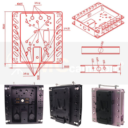 Portable Monitor Magic Arm with D tap Splitter Cable, Image Transmission Magic Leg, Monitor Splitter, V-Mount Battery Separation Multi-Function Monitors Bracket