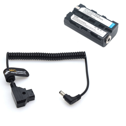 SmallHD/Atomoss/ Blackmagic Monitor Power Coiled Cable for SONY NP-F550/NP-F570/NP-F970 NP-F Dummy Battery, D-tap to DC 5.5*2.5mm power coiled cable to NP-F550