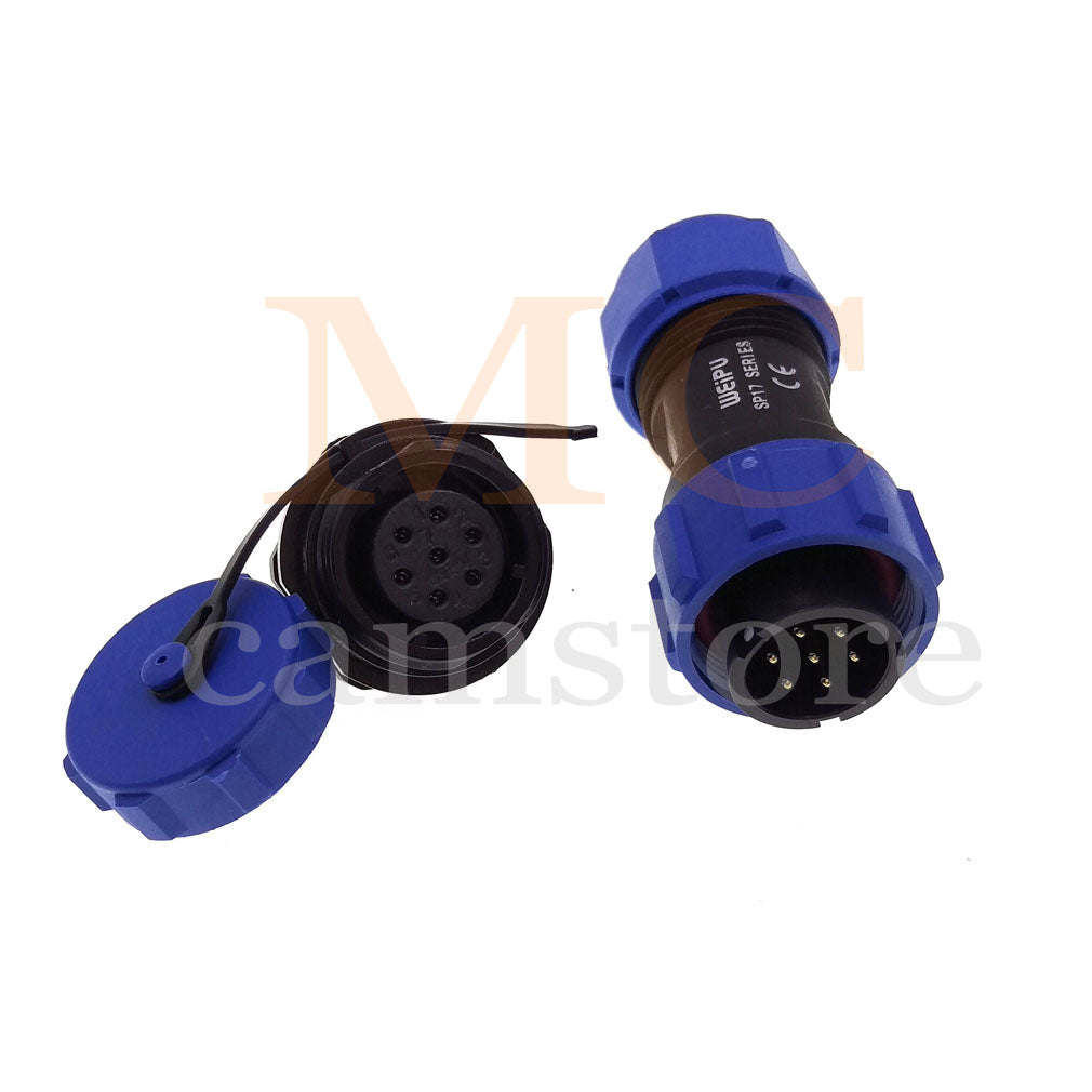 WEIPU SP17 IP68 Waterproof Connector, 2 3 4 5 7 9 10pin Thread Nut Panel Mount / Cable to Cable Power Plug Socket