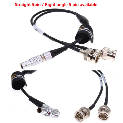 Sound Devices XL-LB2 0B 5pin Right Angle to Double BNC Time Code Input Output Cable