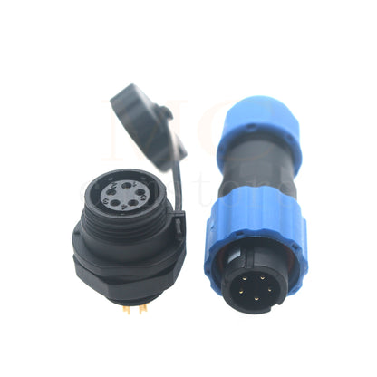 SD13 IP68 Waterproof Connector, 1 2 3 4 5 6 7 pin, Panel mount / Inline docking Aviation Power Connector