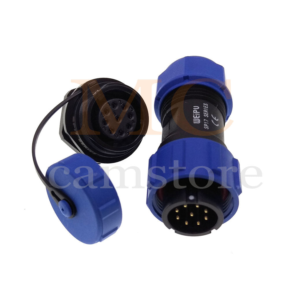 WEIPU SP17 IP68 Waterproof Connector, 2 3 4 5 7 9 10pin Thread Nut Panel Mount / Cable to Cable Power Plug Socket