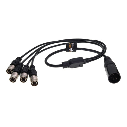 XLR 4pin Male to 4 Port Hirose 4Pin Sound Devices 644 688 788T MixPre-10 ii, ZAXCOM, ZOOM F4 F8 Power Cable