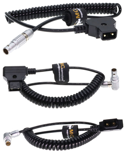 D-TAP to Angle 2 Pin Male Power Coiled Cable Compatible with Anton Bauer Teradek Bond Z Cam ARRI RED DJI TILTA Paralinx Preston Transvideo Offhollywood Switronix Panasonic