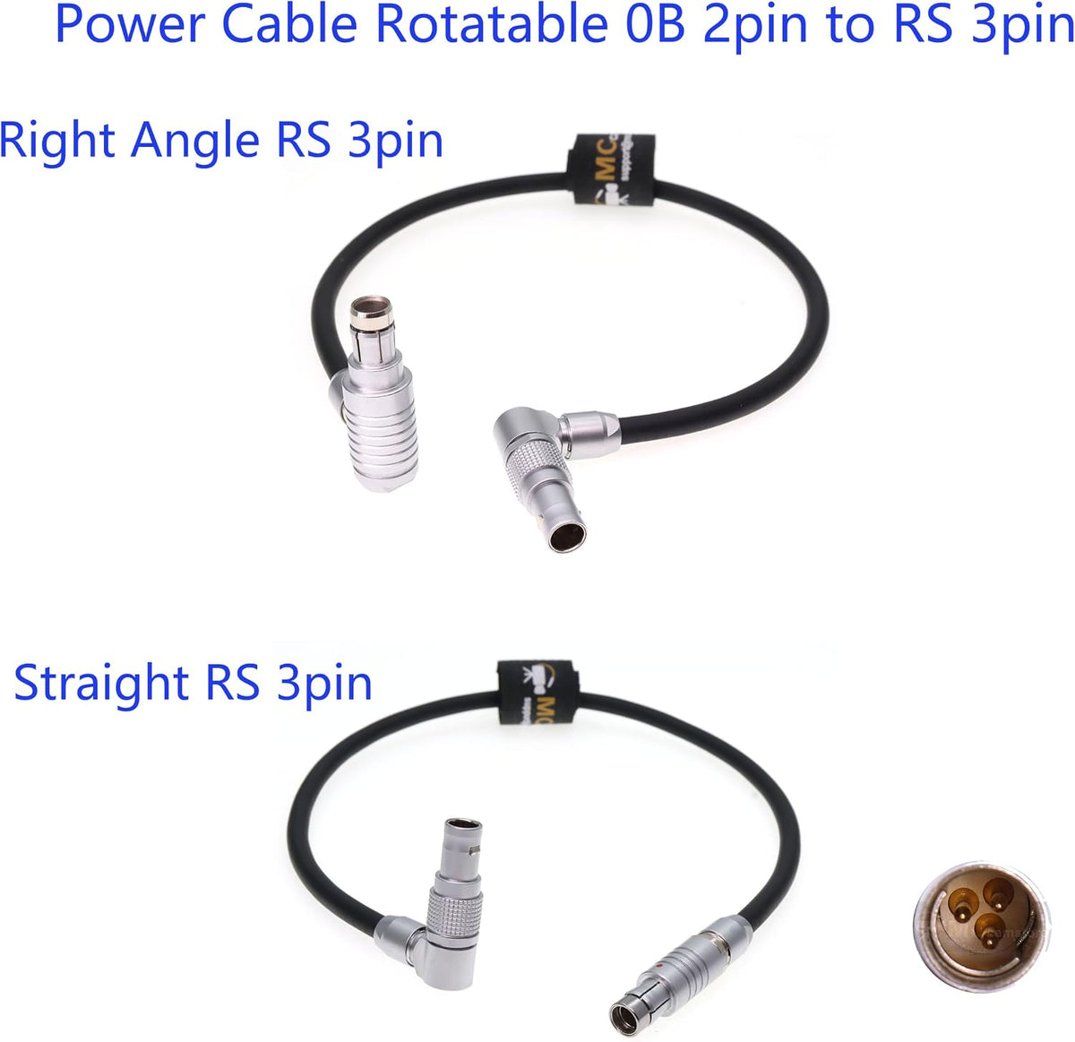 ARRI RS 3pin To Teradek Power Cable, Rotatable 0B 2 Pin 12V Camera Monitor Power Supply